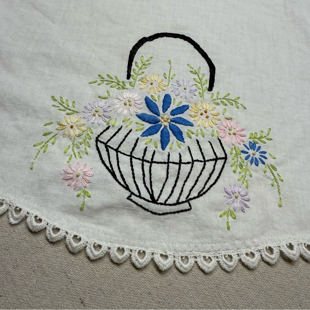 Embroidered Vintage Floral Table Runner - Picture 3 of 11